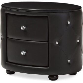 Black 2 Drawer 19.5 in. W Nightstand, Sturdy Bedside Nightstand Table