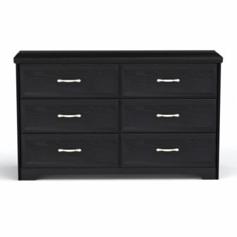 Black 6-Drawers 47.60 in. Wide Bedroom Chest of Drawers Dresser Metal Pulls