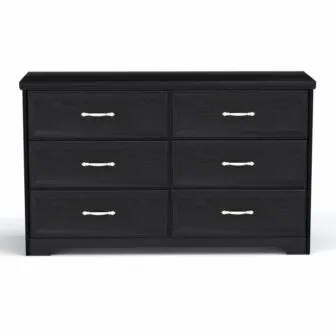 Black 6-Drawers 47.60 in. Wide Bedroom Chest of Drawers Dresser Metal Pulls