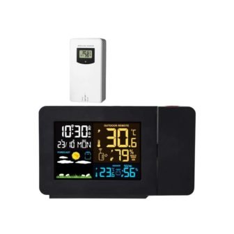 Black ABS TableTop Alarm Clock with Atomic Projection Radio Control Clock with
