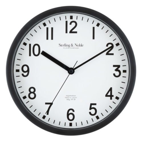 Black Analog Round Modern Wall Clock Indoor 8.78"