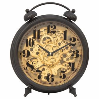 Black and Brass Gear Table Top Clock