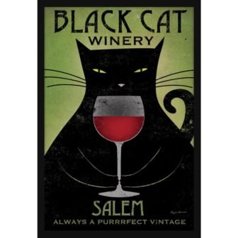 Black Cat Winery Salem Framed Giclee Typography Art Print 18 in. x...