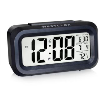 Black Digital Alarm Clock with Day/Date Display and LED Backlight Battery Operated