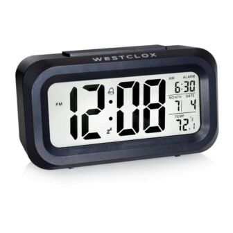Black Digital Alarm Clock with Day/Date Display and LED Backlight Battery Operated