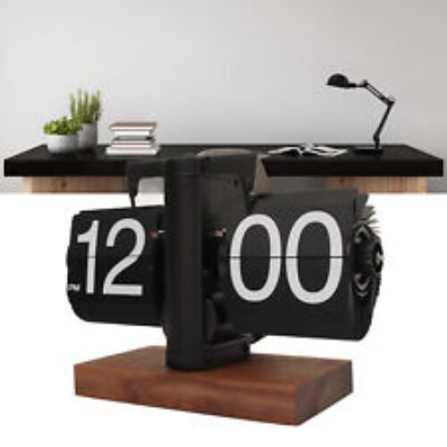 (Black)Digital Flip Down Clock Retro Automatic Turning Battery Operated N New