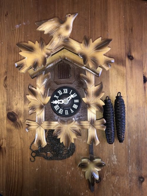 Black Forest Cuckoo Clock-1972 -Runs Great-Tiger Stripes-Reduced