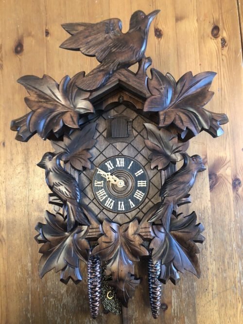 Black Forest Cuckoo Clock-Serviced-Movement Excellent-Night Shut Off-Please Read