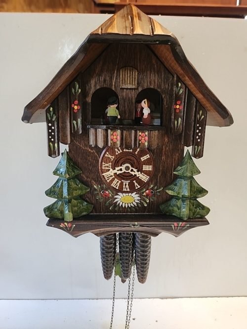 black forest cuckoo clock hand painted with music and dancers
