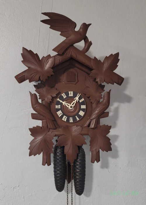 Black Forest Germany Vintage Wooden Carved Weight Pendulum Driven Cuckoo Clock