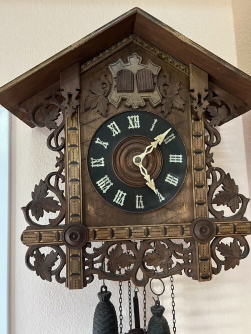 Black Forest Railway Railroad Cuckoo Inlayed Made In Germany Wall Clock