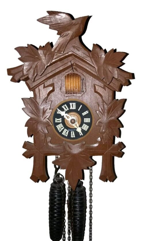 BLACK FOREST WEST GERMANY VINTAGE CUCKOO WALL CLOCK W/ WEIGHTS PENDULUM ORNAMENT
