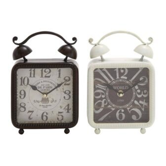 Black Glass Bell Top Analog Clock (Set of 2)