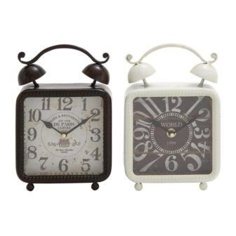 Black Glass Bell Top Analog Clock (Set of 2)