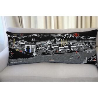Black, Gray, White Solid Polyester 14 in. x 35 in. Throw Pillow