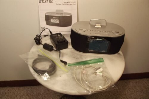 Black iHome iDN38 Apple Docking Station Speaker Dual Alarm Clock Radio