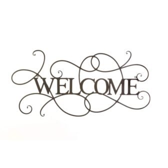 Black Metal Scrolled Welcome Wall Decorative Sign Non Lighted