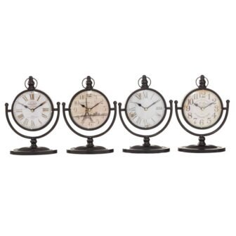 Black Metal Vintage Analog Tabletop Clock (Set of 4)