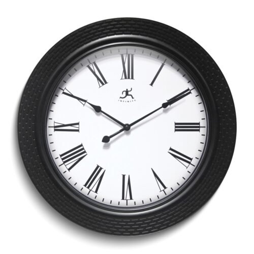 Black Roman Weave 16 inch Quartz Movement Wall Clock