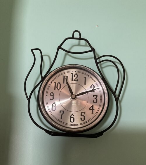 Black Scroll design Metal Tea Pot Wall Clock