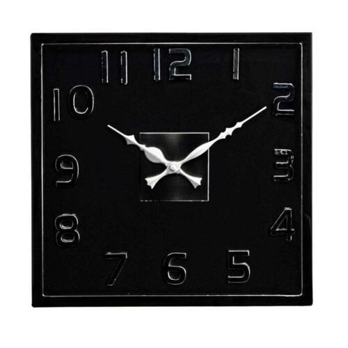 Black Stainless Steel Wall Clock w/ Arabic Numerals & Quartz Movement