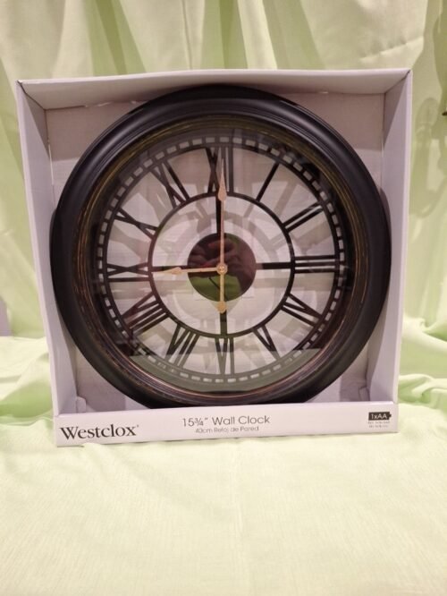 Black Vintage Style Large Round Roman Numeral Analog QA Wall Clock
