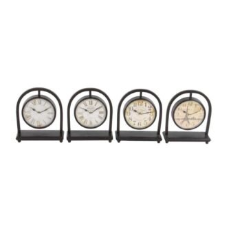 Black Vintage Vintage Clock, Set of 4 11 in.H, 9 in.W