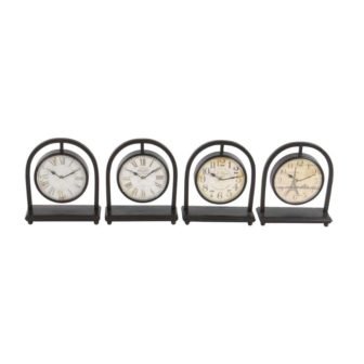 Black Vintage Vintage Clock, Set of 4 11 in.H, 9 in.W
