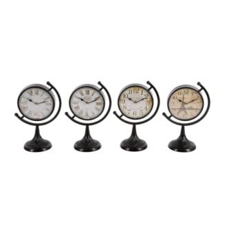 Black Vintage Vintage Clock, Set of 4 12 in.H, 8 in.W