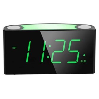 Black with Green Digits Large Number Screen Digital Alarm Clock with 7-Color...
