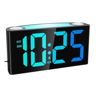 Black with RGB Digits Large Number Screen Digital Alarm LED Clock with...