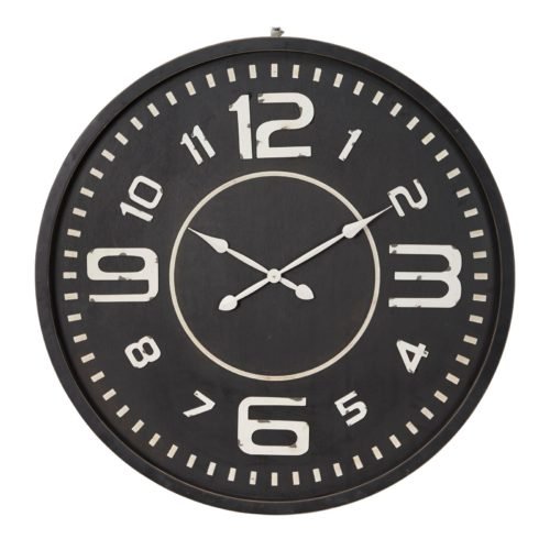 Black Wooden Decorative Wall Clock - 40 x 2 x 40Round Black 40 x 2 x 40Round