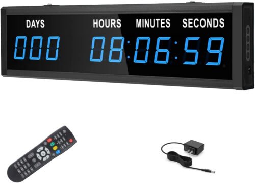 Blue 1.8 9Digits Large LED Countdown Count up Days Clock with Remote Christmas