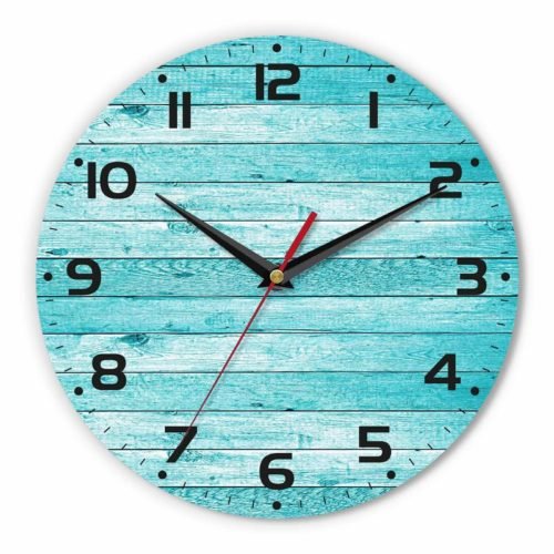 Blue Board Wall Clock Navy Stripe Wooden Abstract Vintage Hardwood Clock 10 I...