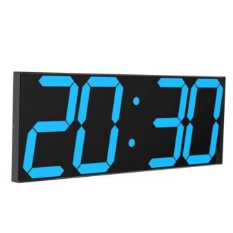 Blue Digital LED Wall Clock, with 6 in. Numbers Remote Control Count...