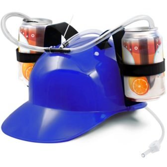 Blue Drinking Helmet Can Holder Drinker Hat Cap with Straw for Beer...