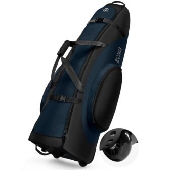Blue Foldable Padded Golf Club Travel Bag with Wheels