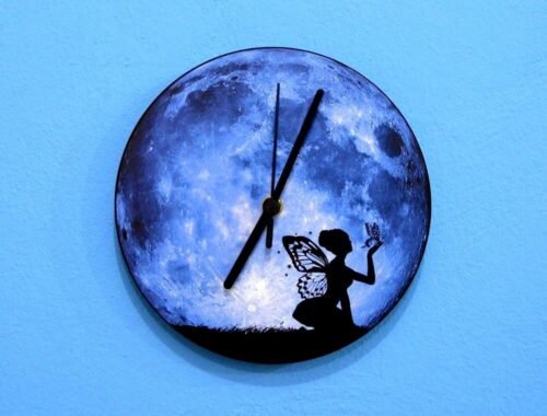 Blue Moon Butterfly Fairy - Wall Clock