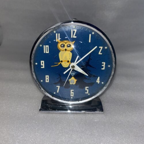 Blue Owl Vintage Animated Eyes Alarm Clock – 1960's, Spooky Eyes, Working, China