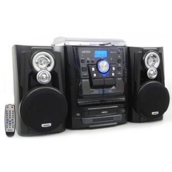 Bluetooth 3 Speed Stereo Turntable Music System with 3CD Changer and Dual Cassette