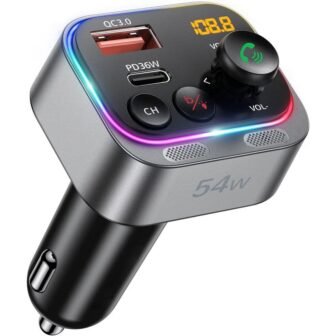 Bluetooth 5.4 FM Transmitter Car Adapter 54-Watt PD 36-Watt & 18-Watt Dual...