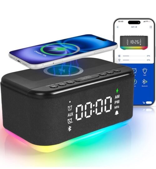 Bluetooth Alarm Clock Radio Bedroom, Digital Dual Alarm Clock App NEW OPEN BOX