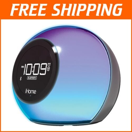 Bluetooth Alarm Clock with Color Changing Lamp & USB Charger for Modern Homes