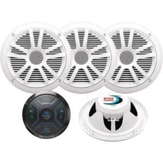 Bluetooth Gauge Receiver Package With 4ea 6.5 in. Marine Speakers