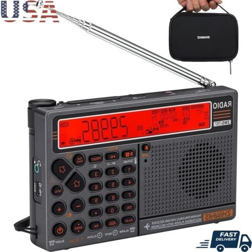 Bluetooth Shortwave Radio NOAA Emergency AM FM SW UHF VHF Portable 1000 Presets
