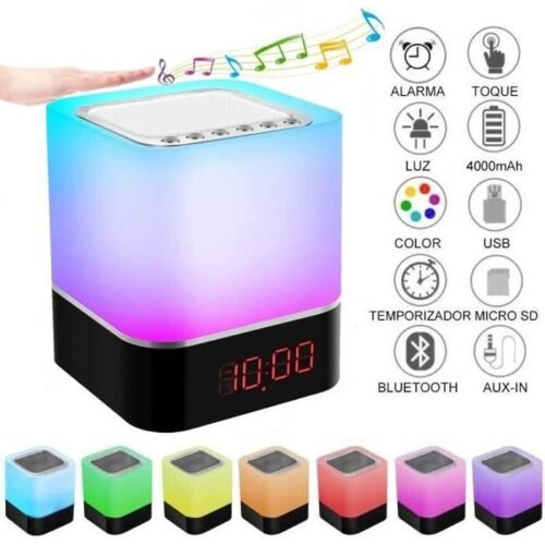 Bluetooth Speaker Portable Speaker LED Change RGB Alarm Clock Lamp