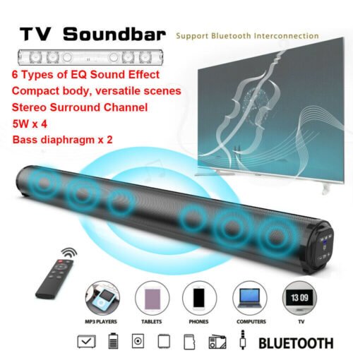 Bluetooth Speaker Sound Bar Wired Wireless Subwoofer Bass Home Theater TV Remote