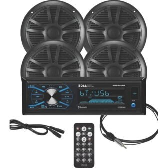 Bluetooth Weatherproof Marine Receiver Package With 2 pairs of 6.5 in. Speakers,...
