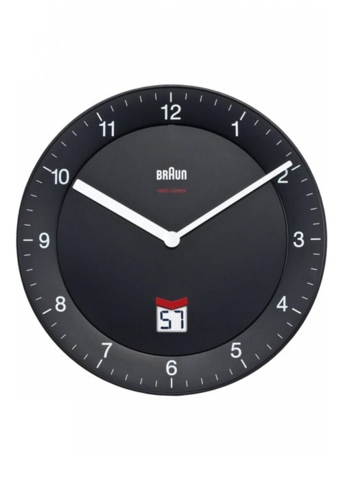 BNC006, bkbk-msf Braun, Wall Clock with Radio Control, Black