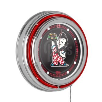 Bob's Big Boy Red Watermark Lighted Analog Neon Clock